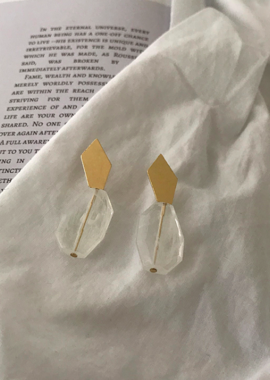 幾何金屬透明石耳環 Classic Transparent Earrings