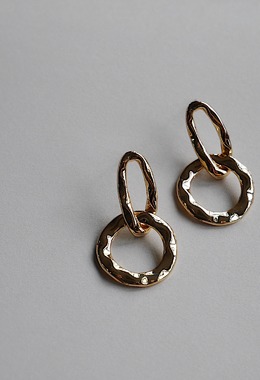 不規則雙圈敲打紋耳環 Ripple Earrings