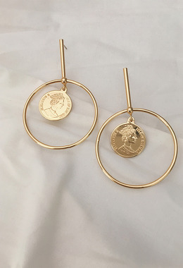 硬幣環中圈耳環 Coin Circle Earrings
