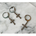 迷你金銀浮華十字架圓圈耳環 Luxurious Cross Earrings_3