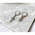 迷你金銀浮華十字架圓圈耳環 Luxurious Cross Earrings_4