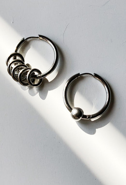 不對稱圓珠環圈耳環 Asymmetry Circle Earrings