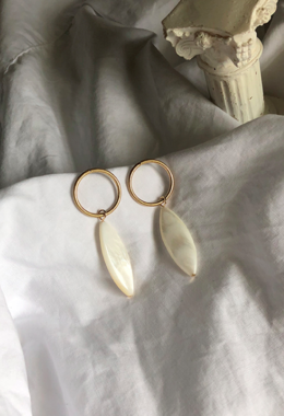 圓圈長墜蝶貝耳環 Simple Shell Earrings