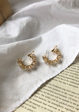 立體鋯石圓圈耳環 Zircon Circle Earrings