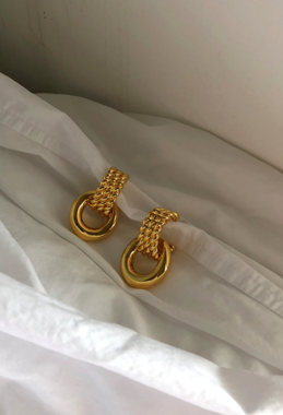 麻繩編織圓圈耳環 Hemp Rope Earrings