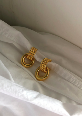 麻繩編織圓圈耳環 Hemp Rope Earrings