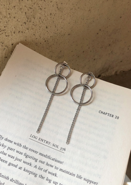 兩戴式圓圈後鏈條耳環 2 Way Circle Chain Earrings