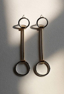 極簡金銀直槓耳環 Simple Circle Earrings
