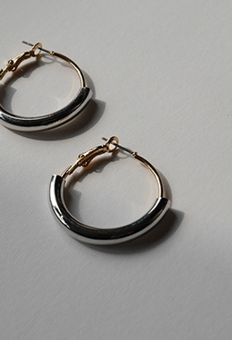 金銀包裹雙圈耳環 Double Circle Earrings