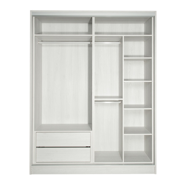 臥房三衣桿雙抽屜七格6尺滑門衣櫃 W185*H234*D65-E0200405 +$6,300