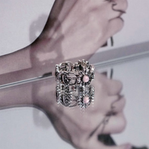 GUCCI GG Marmont 粉色花朵戒指