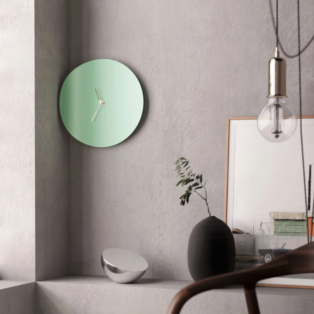 Curvo Clock 轉角壁鐘 . 綠松色 - Ø28cm