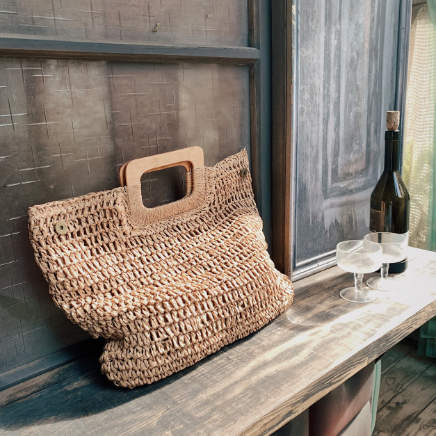 渡假風手提大編織手拿包(2colors)19SS0206