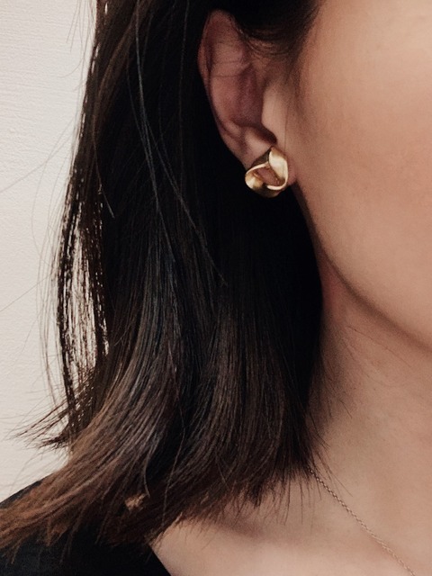 {無耳洞款} 打結三角霧金耳環 (2type)18SS0302