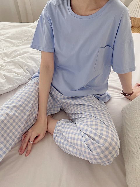 藍莓優格家居格紋套裝20100013