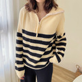 拉鍊翻領條紋毛衣(兩色) 20010242_7