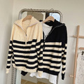 拉鍊翻領條紋毛衣(兩色) 20010242_1