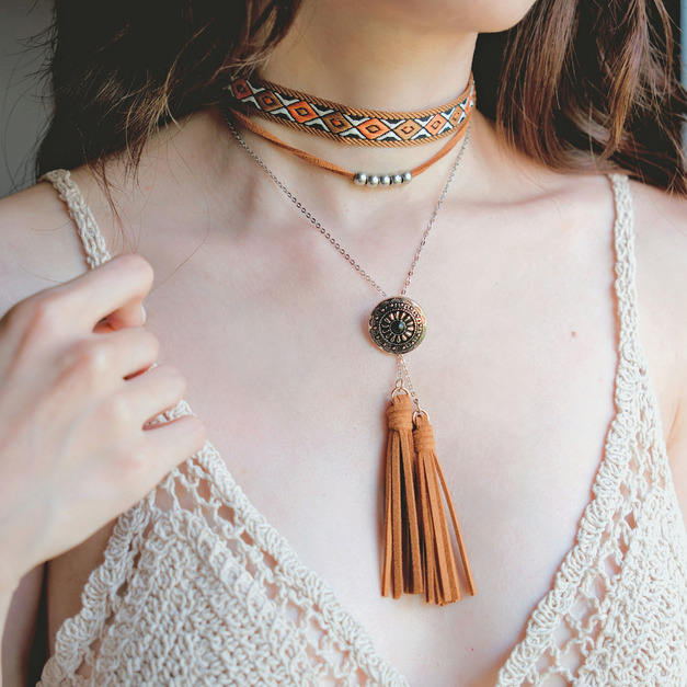 【現貨】波西米亞民族編織流蘇項鍊 20070073