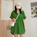 BV綠後開衩短袖襯衫洋裝(兩色) 20010285