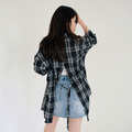 後開衩綁帶格紋襯衫 20010312