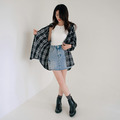 後開衩綁帶格紋襯衫 20010312_7