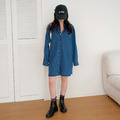 韓系挺版牛仔襯衫短洋裝(兩色)20030160_3