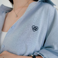 愛心刺繡藍條紋襯衫 20010321_2