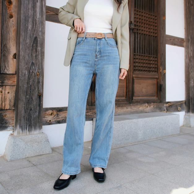 高腰軟料直筒顯瘦褲(XS-2XL) 20020190