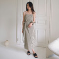韓系棉麻綁帶條紋洋裝(附髮圈) 20030169