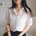 復古蕾絲鉤編短袖襯衫(SML) 20010329_5
