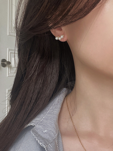 氣質款珍珠排扣耳環 20070084