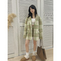 【L套裝現貨】檸檬戚風格紋大衣套裝 20050043_1