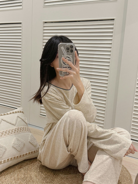 韓系燕麥色舒柔睡衣套裝 20100027