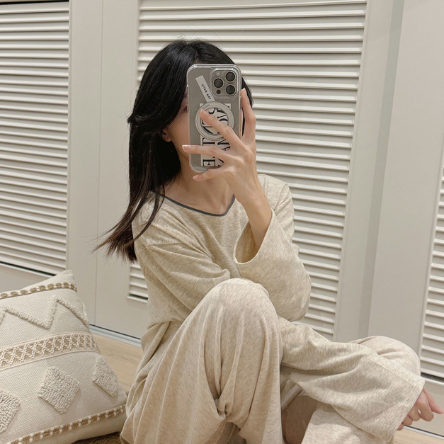 韓系燕麥色舒柔睡衣套裝 20100027