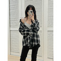 韓系男友風長版格紋襯衫 17AW0109