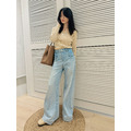 韓系高腰長腿淺藍喇叭褲(S-XL) 20020216_10
