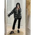 韓系男友風長版格紋襯衫 17AW0109_7