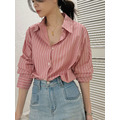 韓系休閒粉色條紋襯衫 20010371_4