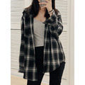 韓系男友風長版格紋襯衫 17AW0109_8