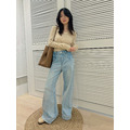韓系高腰長腿淺藍喇叭褲(S-XL) 20020216_7