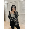 韓系男友風長版格紋襯衫 17AW0109_6