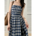 渡假風平口格紋長洋裝(SML) 20030205_1