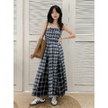 渡假風平口格紋長洋裝(SML) 20030205