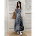 渡假風平口格紋長洋裝(SML) 20030205_11