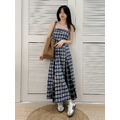 渡假風平口格紋長洋裝(SML) 20030205_3