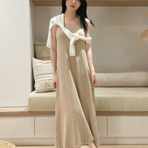 【奶茶現貨】波希米亞流蘇背心針織洋裝(兩色) 20030208