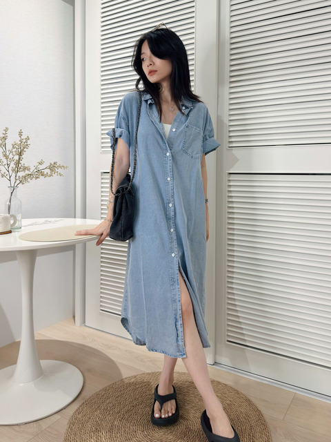 休閒感短袖牛仔洋裝 20030220