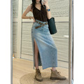 高腰率性側開衩牛仔長裙(S-XL) 20020235_5