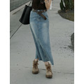 高腰率性側開衩牛仔長裙(S-XL) 20020235_2