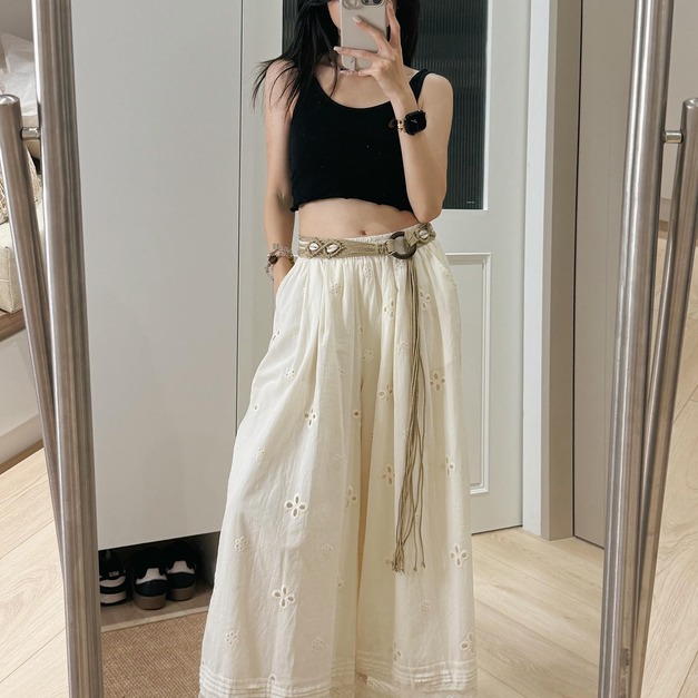 【現貨】波西米亞簍空花朵刺繡褲 20020229